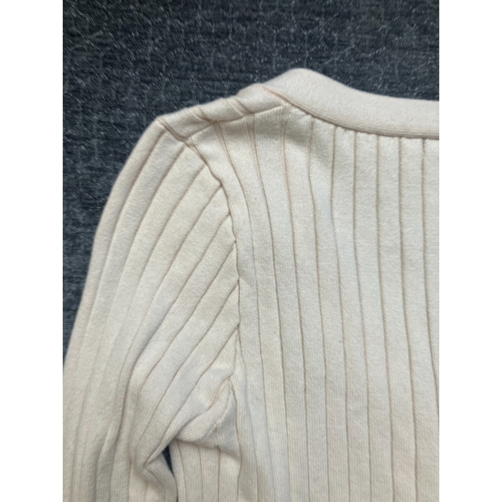 Forever 21‎ Sweater Dress Womens Medium Ivory Ribbed Knit V Neck Button Front - Picture 2 of 13